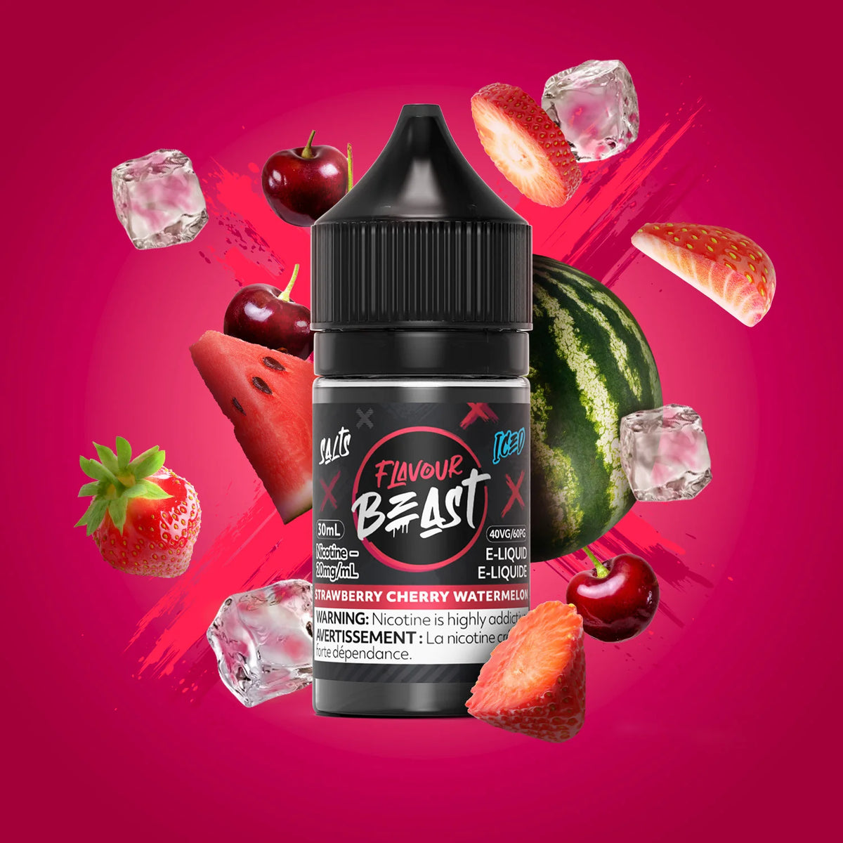 FLAVOUR BEAST - SALT 20MG 30ML- STRAWBERRY CHERRY WATERMELON