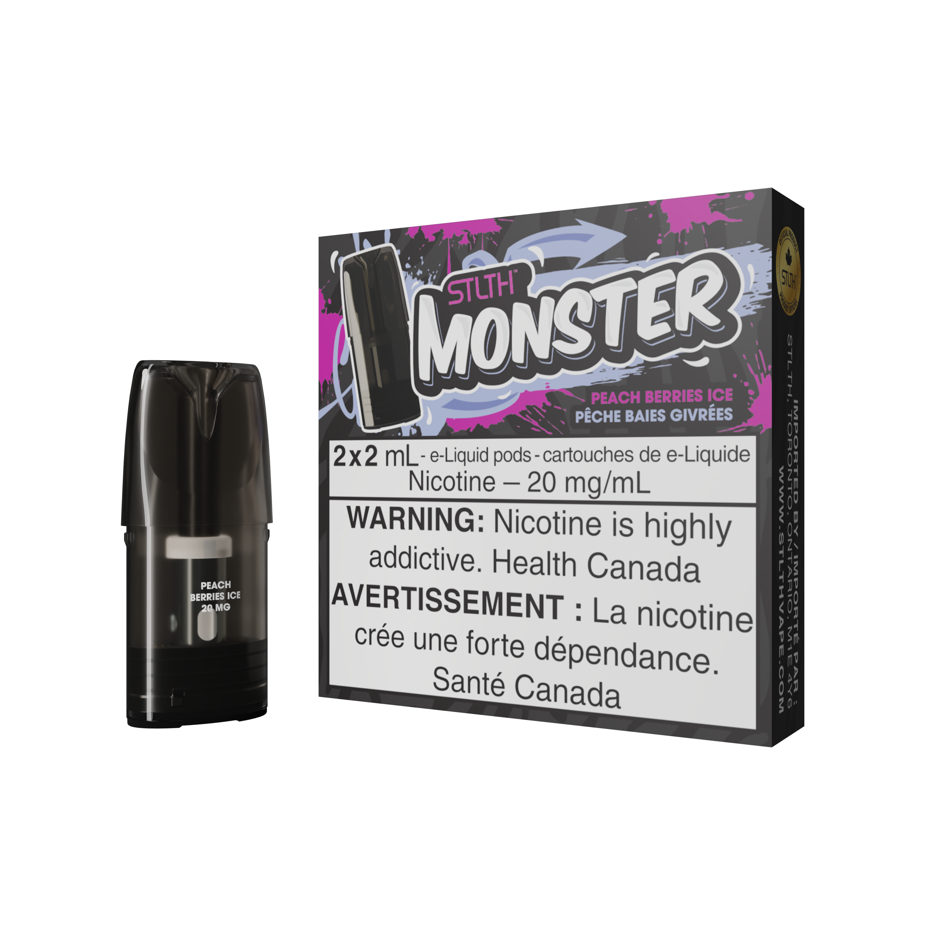 STLTH MONSTER PODS-: PEACH BERRIES ICE