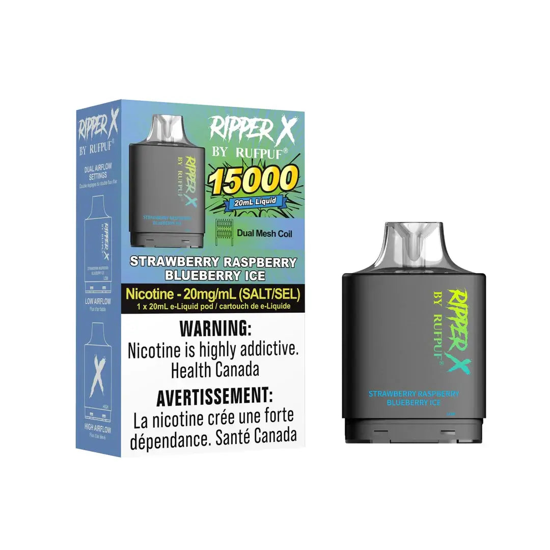 RUFPUF RIPPER X 15K-STRAWBERRY RASPBERRY BLUEBERRY ICE - Clutch Vape