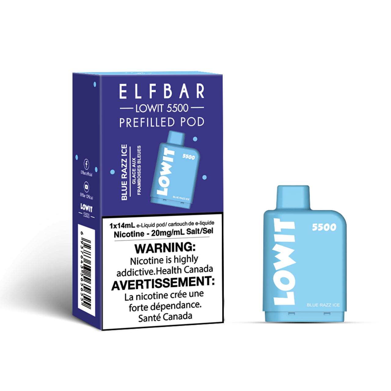 ELFBAR - LOW IT BLUE RAZZ ICE 5500 - Clutch Vape