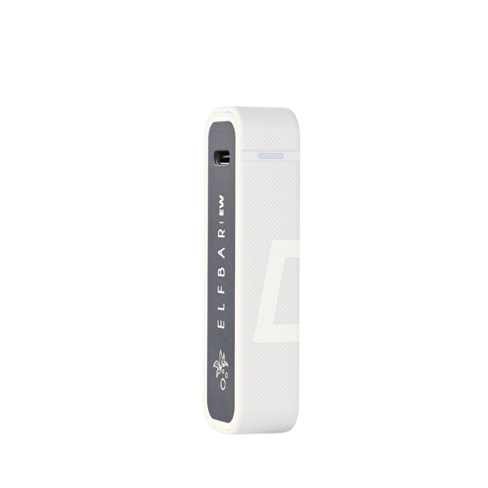 EW POWER BANK in white semi concave polygon design, compact and portable power bank for on-the-go charging.