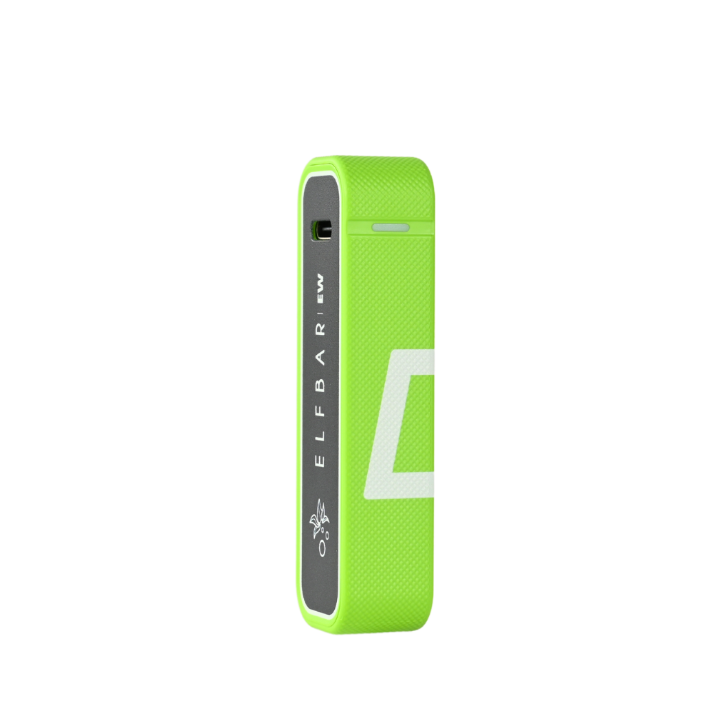 EW Power Bank in vibrant green color, sleek design with a textured finish, perfect for charging devices on the go.