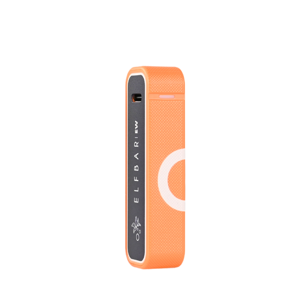 EW Power Bank in vibrant orange color, featuring a sleek and compact design for portable charging.