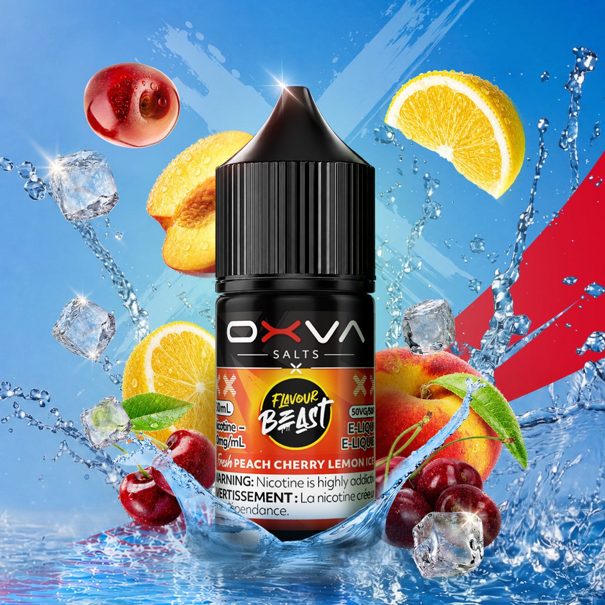 FB X OXVA E-LIQUID - FRESH PEACH CHERRY LEMON ICE