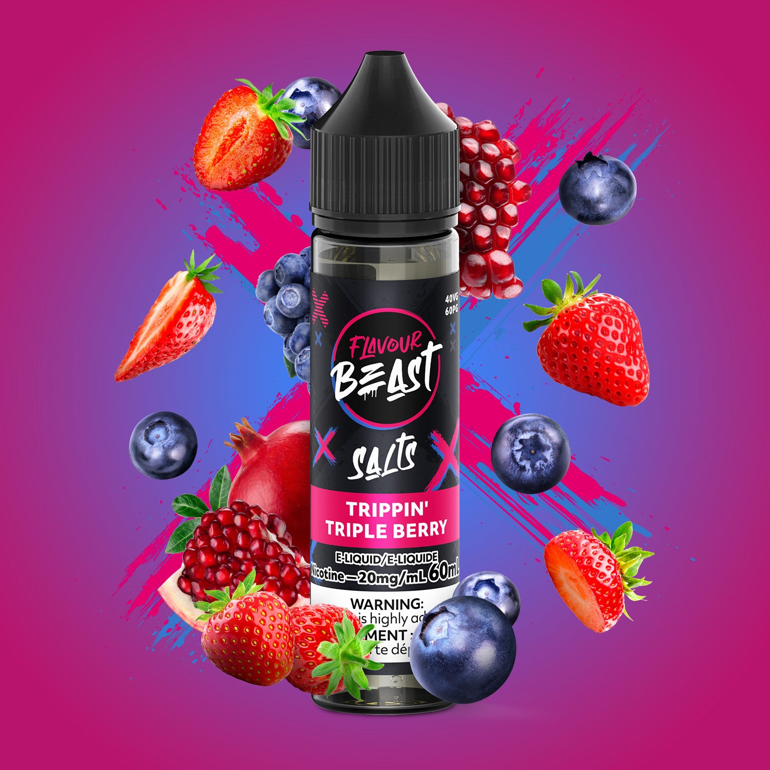 FLAVOUR BEAST - SALT 20MG/ML - 60 ML - TRIPPIN' TRIPLE BERRY