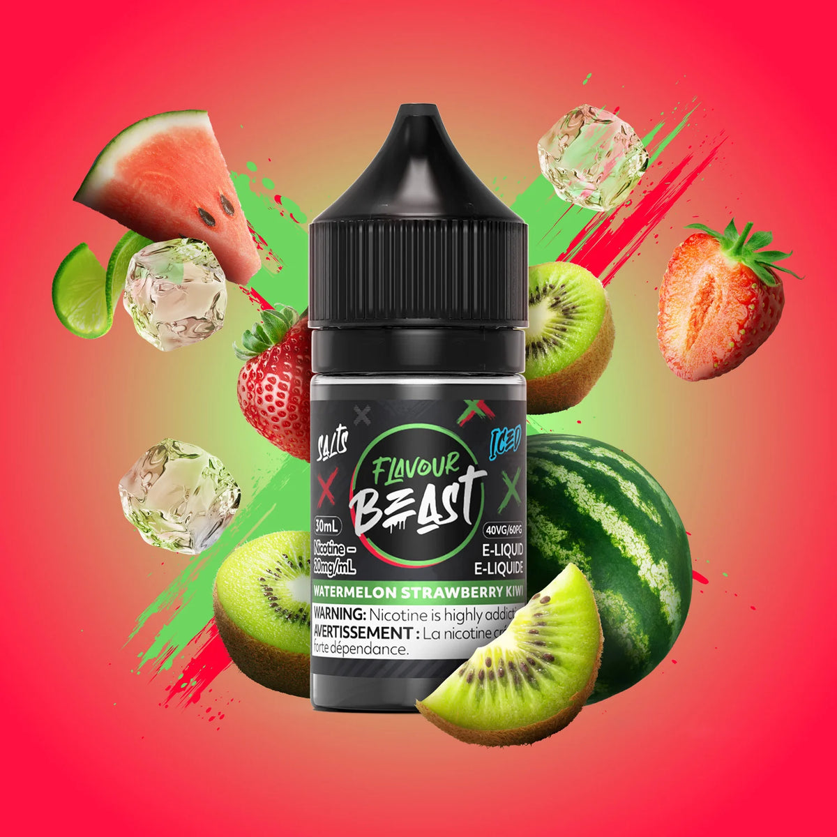 FLAVOUR BEAST - SALT 20MG 30ML- WATERMELON STRAWBERRY KIWI