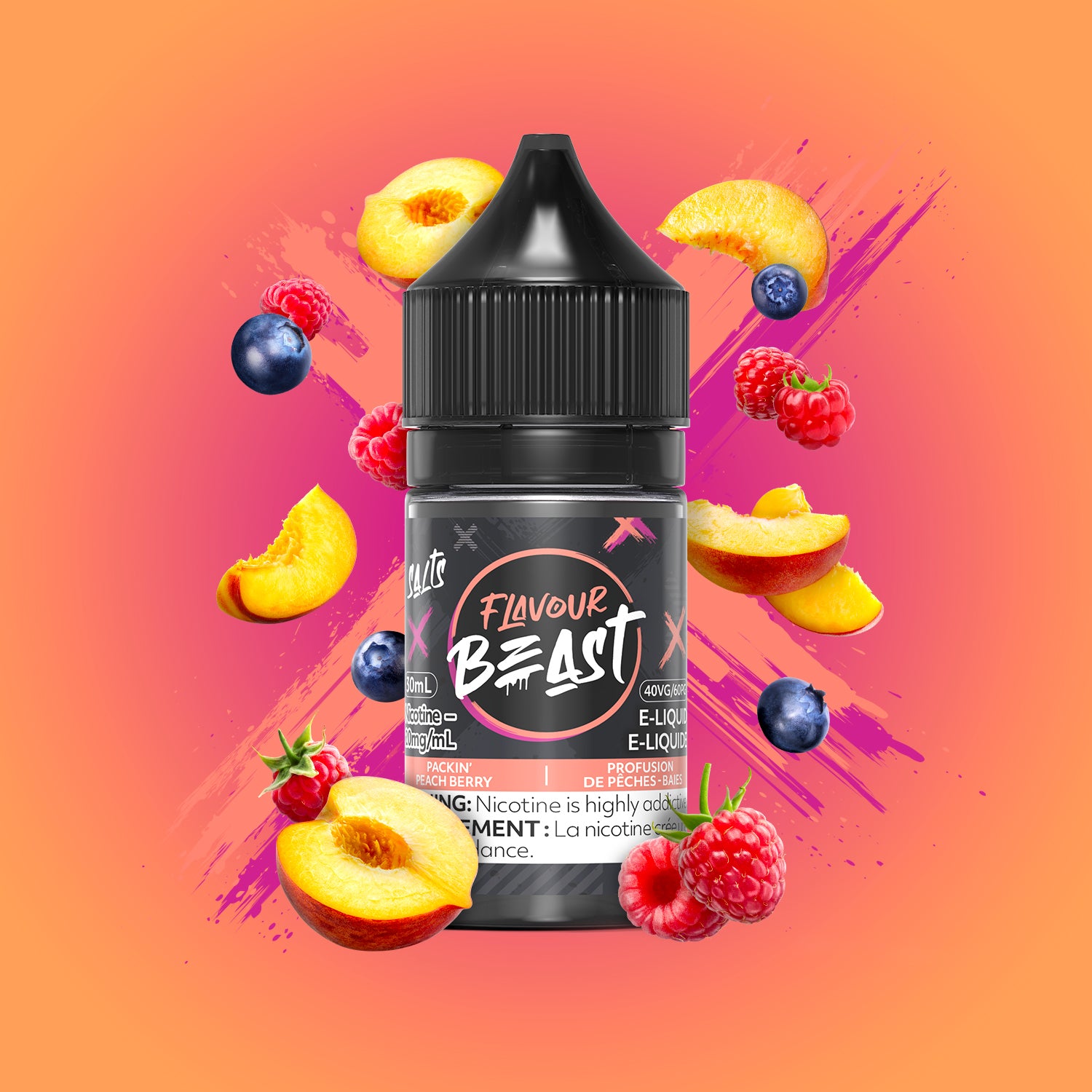 FLAVOUR BEAST SALT 20MG/ML-PACKIN PEACH BERRY