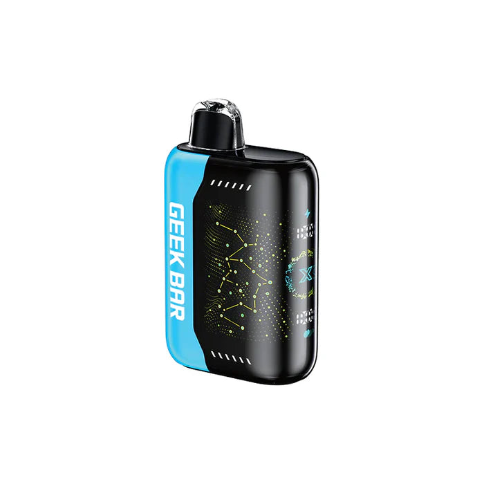 GEEK BAR PULSE X disposable vape in black and blue showcasing sleek design and advanced features.