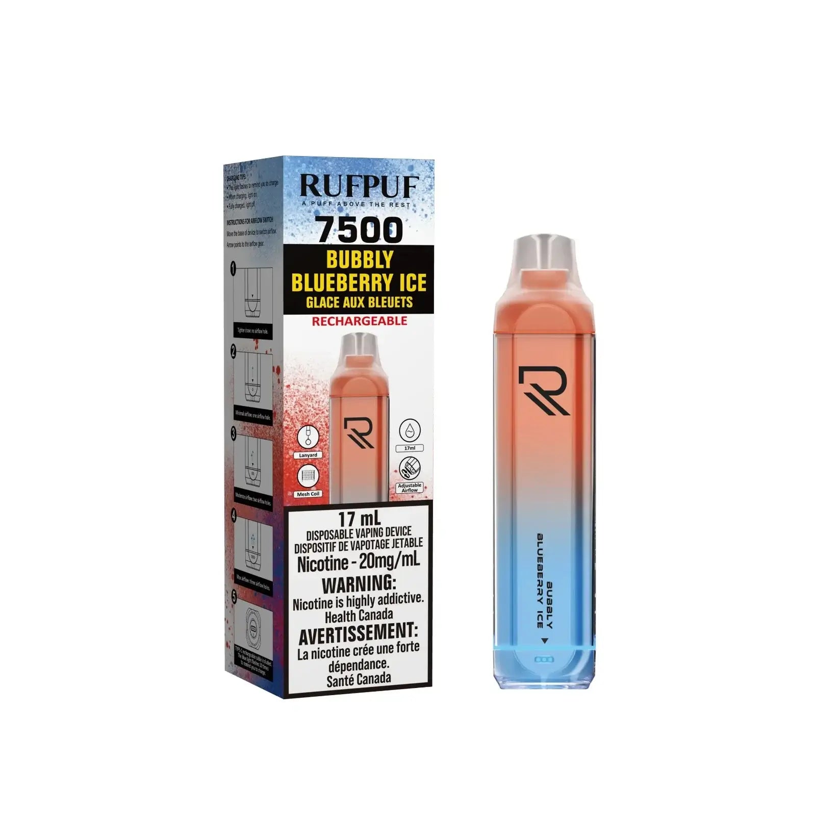 Buy Cheap RUFPUF 7500 - BUBBLY BLUEBERRY ICE - Vape Online  Clutch Vape