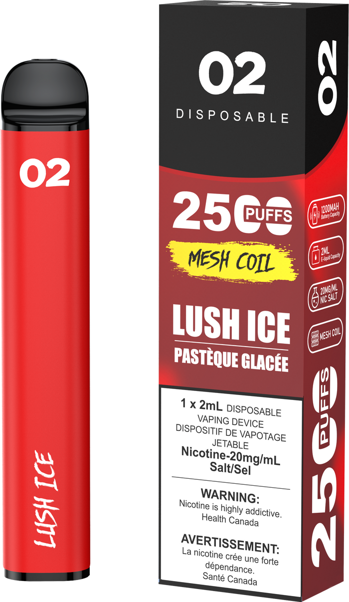 02 DISPOSABLE 2500 PUFFS - LUSH ICE