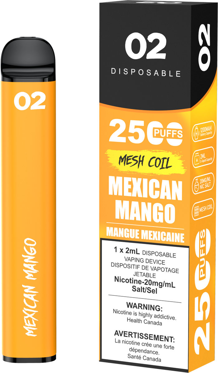 02 DISPOSABLE 2500 PUFFS - MEXICAN MANGO