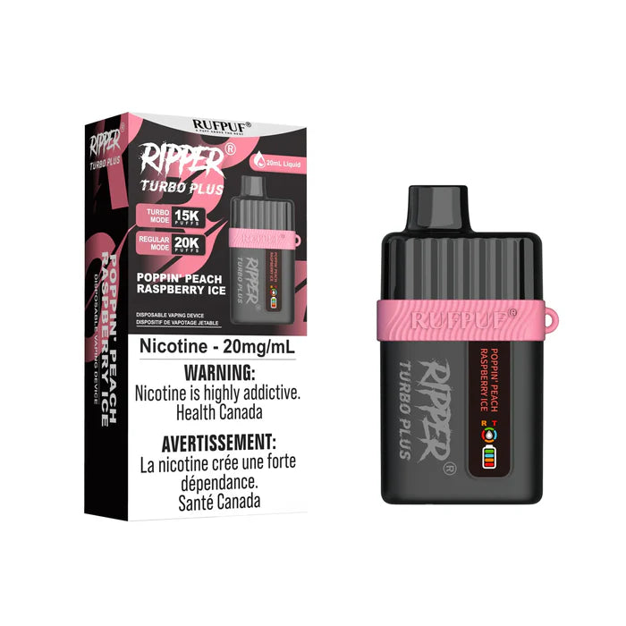 RIPPER TURBO PLUS - Poppin Peach Raspberry Ice - Clutch Vape