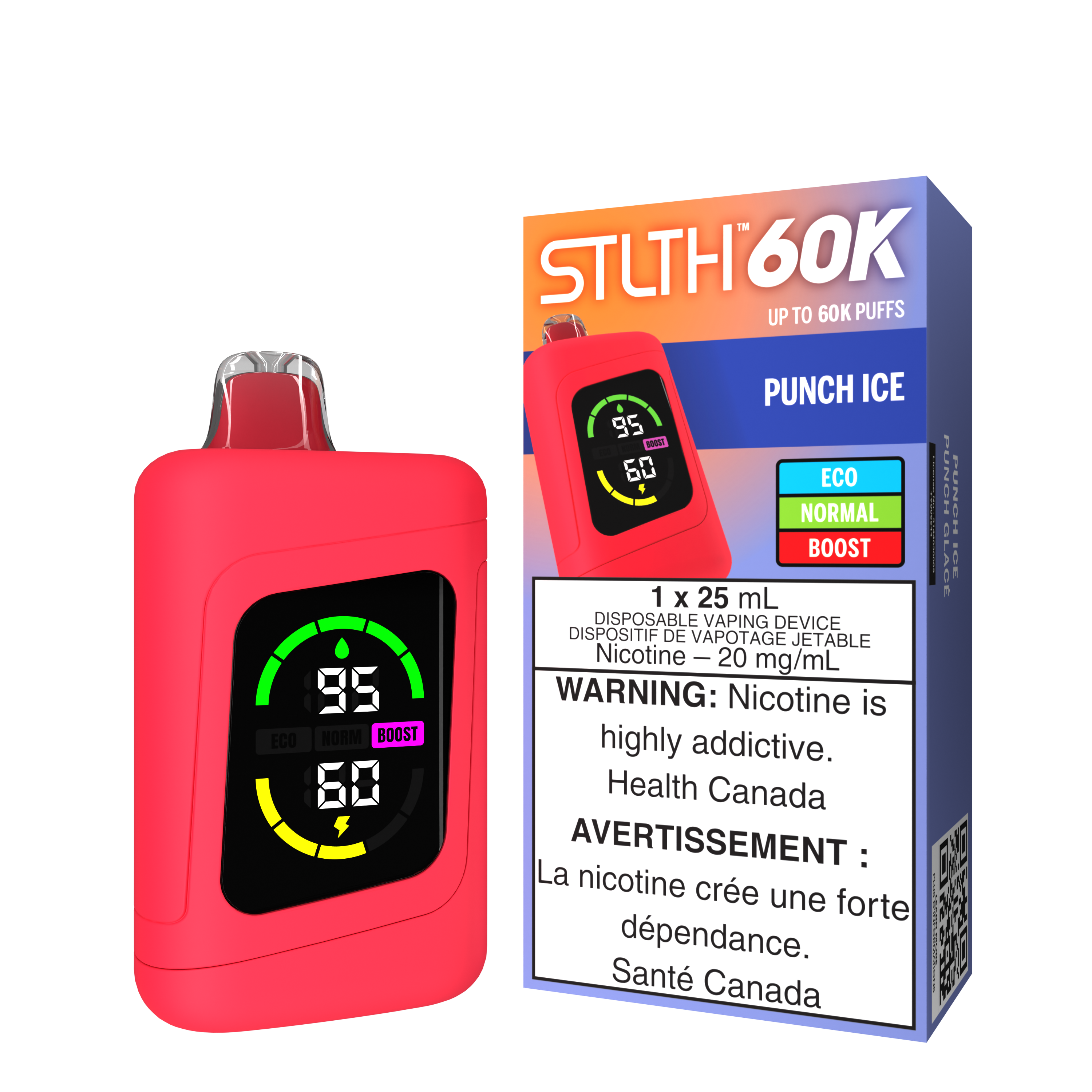 STLTH 60K Punch Ice disposable vaping device with vibrant flavor and eco-friendly options.