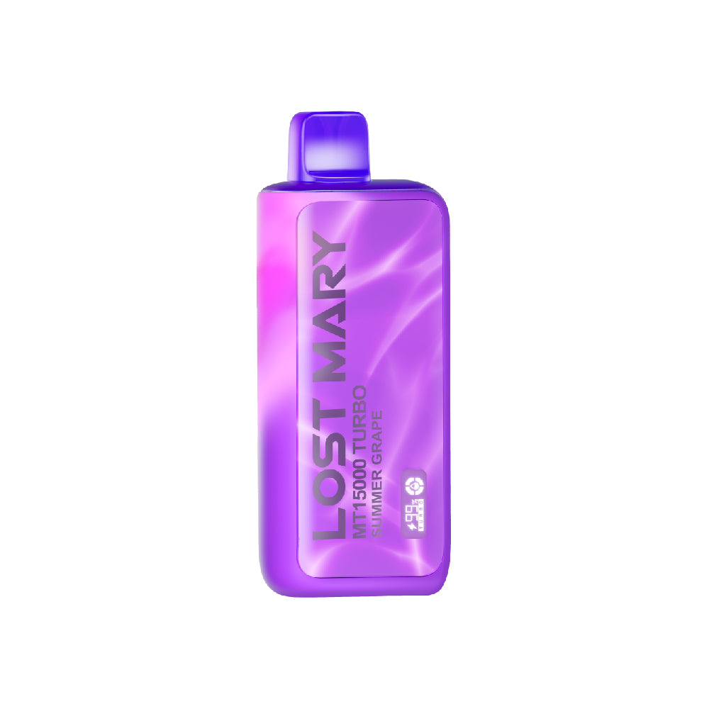 Lost Mary 15K Summer Grape vape pen featuring a sleek purple design for a fruity vaping experience.