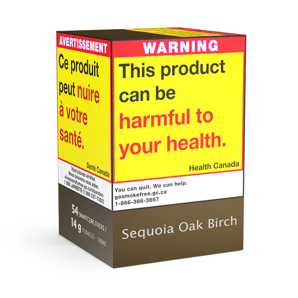 TEREA Sequoia Oak Birch packaging with health warning and 54 sticks information in multiple languages.